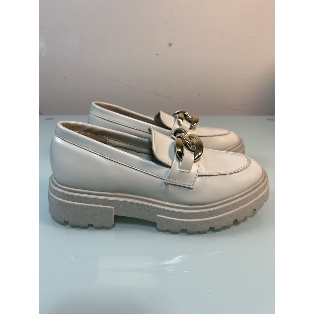 Steve Madden‎ Makira Platform Loafers Women's 6M White Chunky Lug Chain